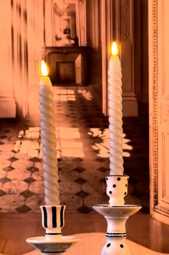 Set De 2 Velas LED Con Diseño En Espiral Grises CO