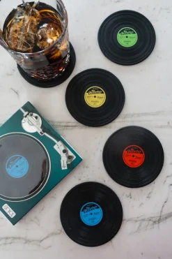 Set De Cuatro Posavasos Con Diseño De Vinilo
