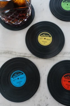 Set De Cuatro Posavasos Con Diseño De Vinilo