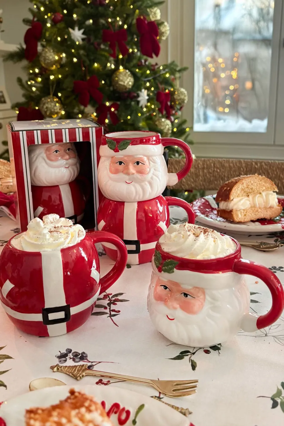Set De Dos Tazas Con Diseño De Papá Noel