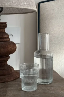 Set De Jarra Y Vaso De Cristal Tallado