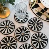 Set De Seis Posavasos Blancos Y Negros Bordados Con Cuentas
