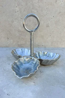 Soporte Plateado Con Tres Cuencos