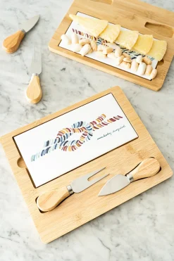 Tabla De Bambú & Cuchillos Con Diseño Nudo Marinero