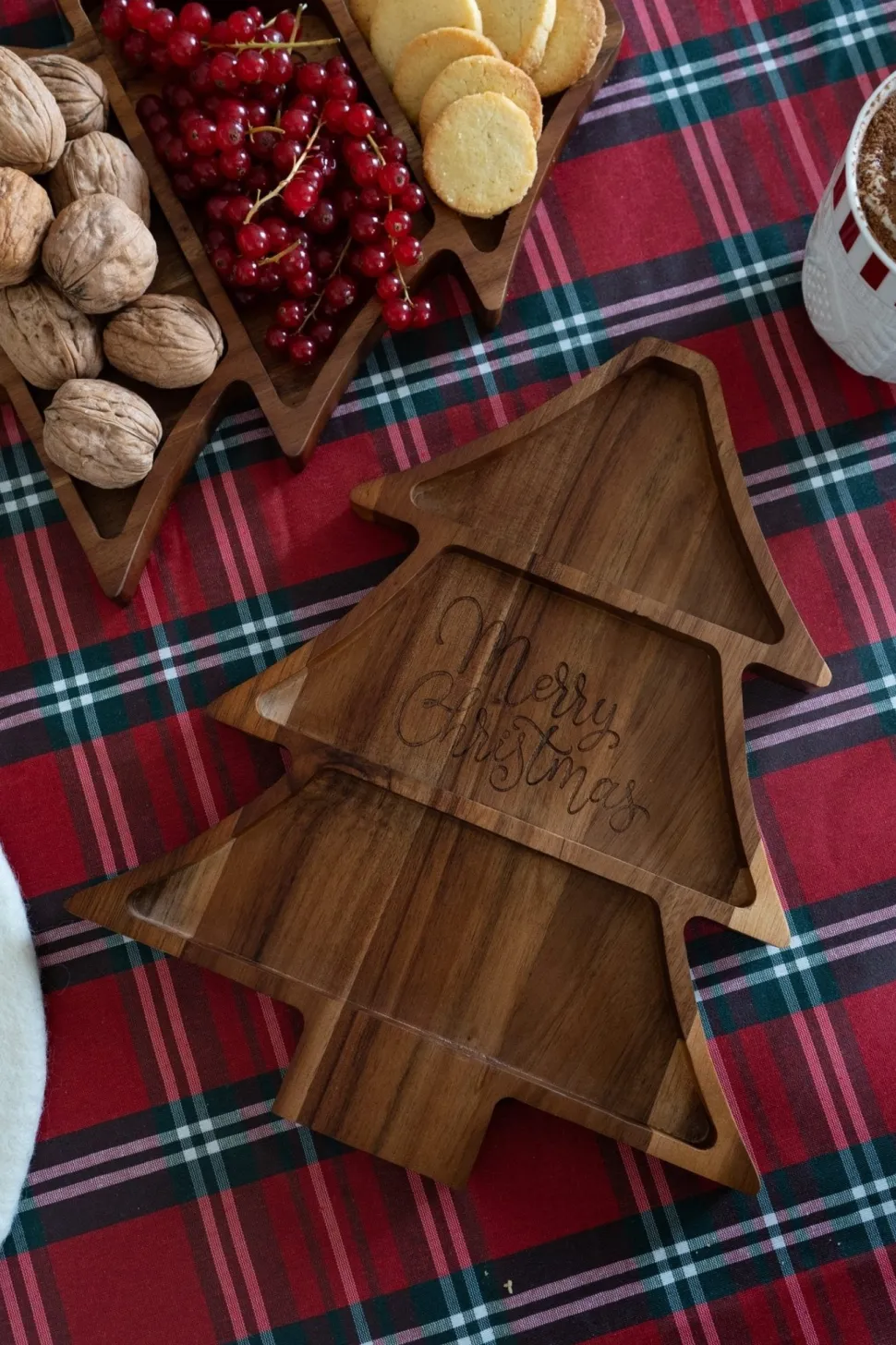 Tabla De Madera Con Diseño De Árbol "Merry Christmas"