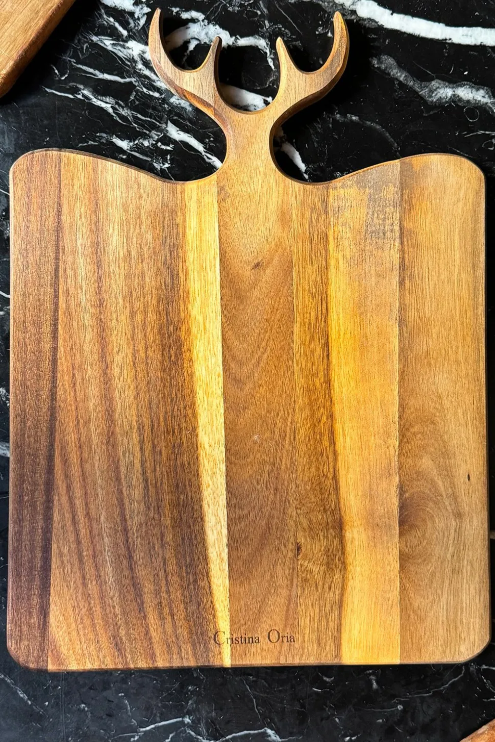 Tabla De Madera De Acacia Con Diseño De Cuernos De Ciervo