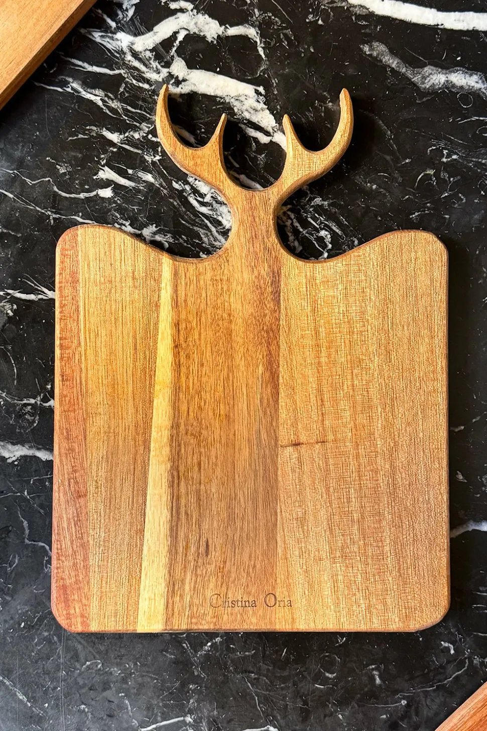 Tabla De Madera De Acacia Con Diseño De Cuernos De Ciervo