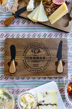 Tabla De Madera Para Quesos Con Dos Cuchillos