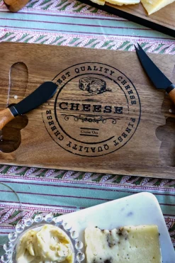 Tabla De Madera Para Quesos Con Dos Cuchillos