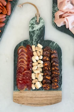 Tabla De Mármol Verde Y Madera Con Mango