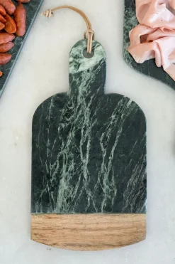 Tabla De Mármol Verde Y Madera Con Mango