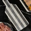 Tabla Rectangular De Mármol Blanca Y Gris Oscura