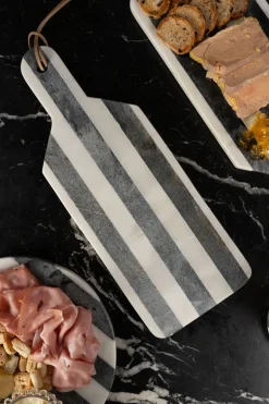 Tabla Rectangular De Mármol Blanca Y Gris Oscura