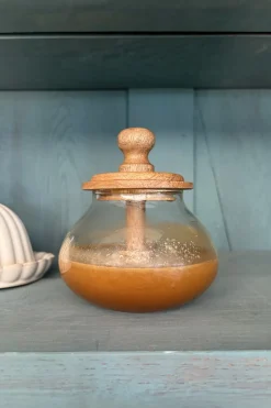 Tarro De Cristal Para Miel Con Tapa Y Cuchara De Madera