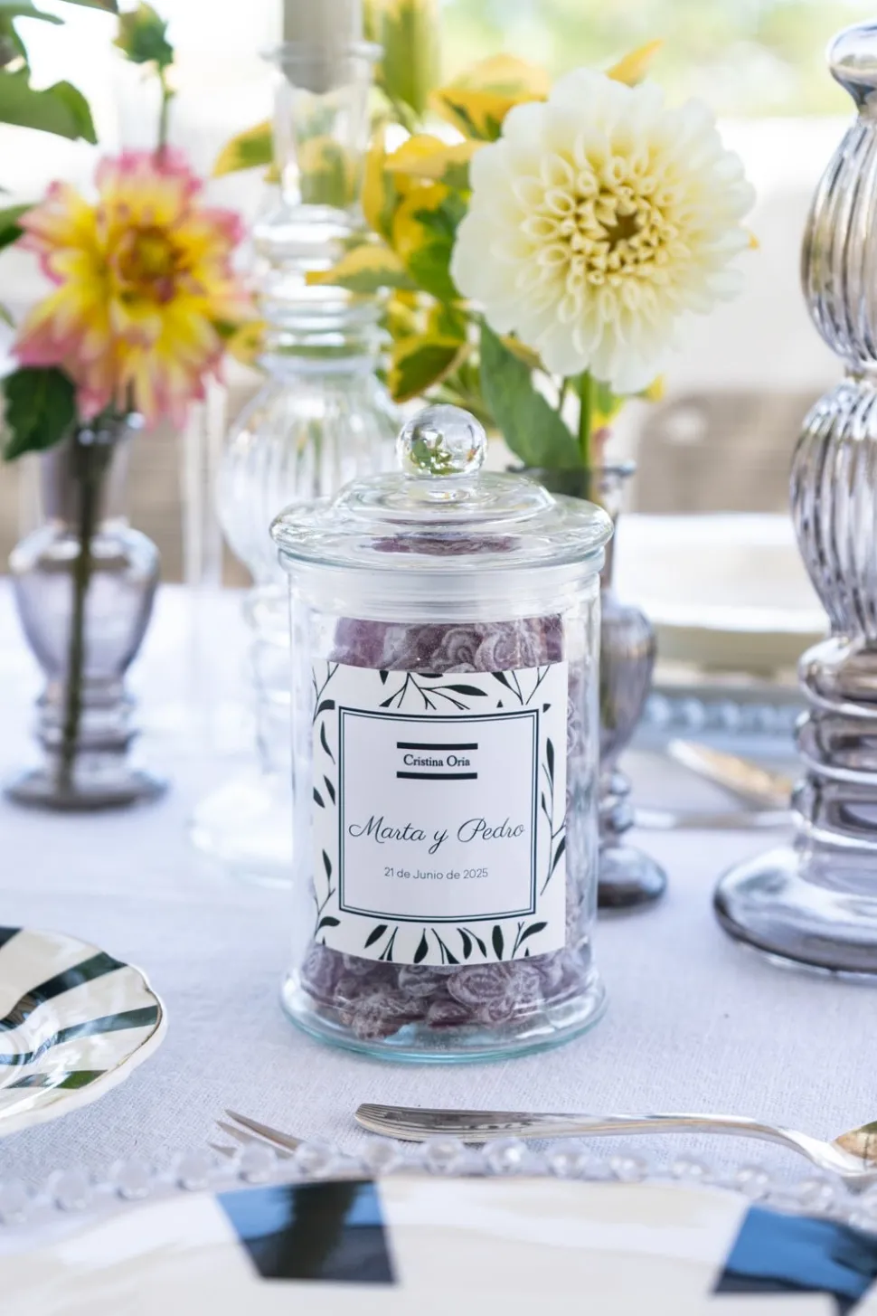 Tarro De Violetas Personalizado Especial Bodas