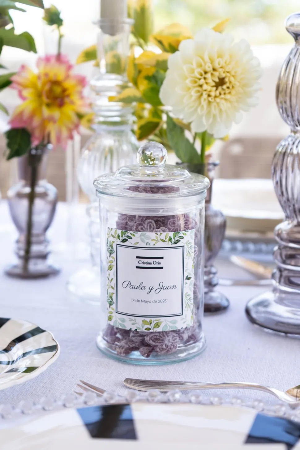 Tarro De Violetas Personalizado Especial Bodas