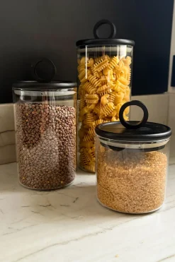 Tarros De Cristal Con Tapa De Madera Oscura
