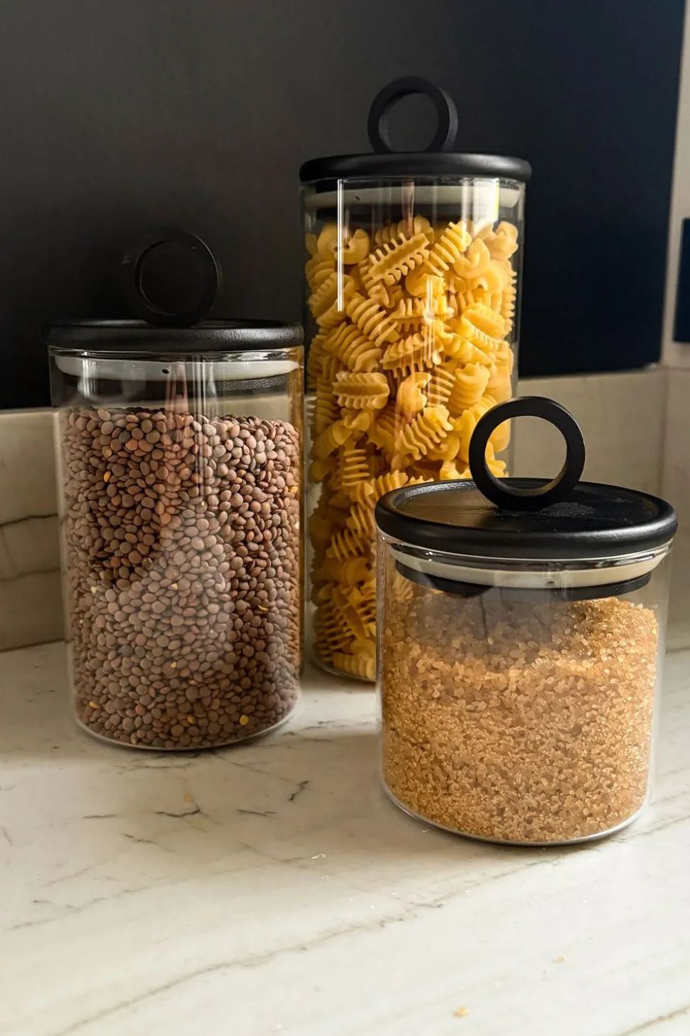 Tarros De Cristal Con Tapa De Madera Oscura