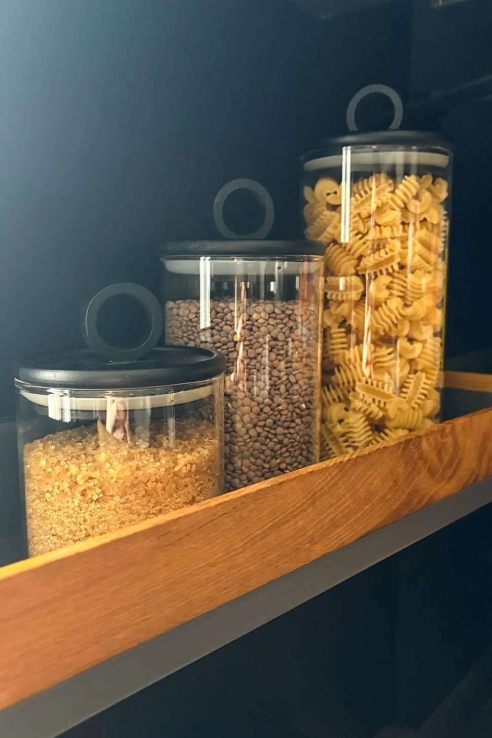 Tarros De Cristal Con Tapa De Madera Oscura