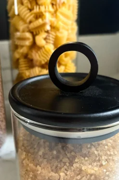 Tarros De Cristal Con Tapa De Madera Oscura