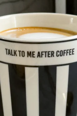 Taza Blanca Y Negra "Talk To Me After Coffee"