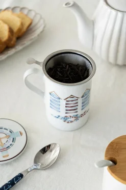 Taza Con Filtro Para Infusiones De Porcelana Con Diseño Náutico