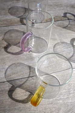 Taza De Cristal Con Asa De Colores