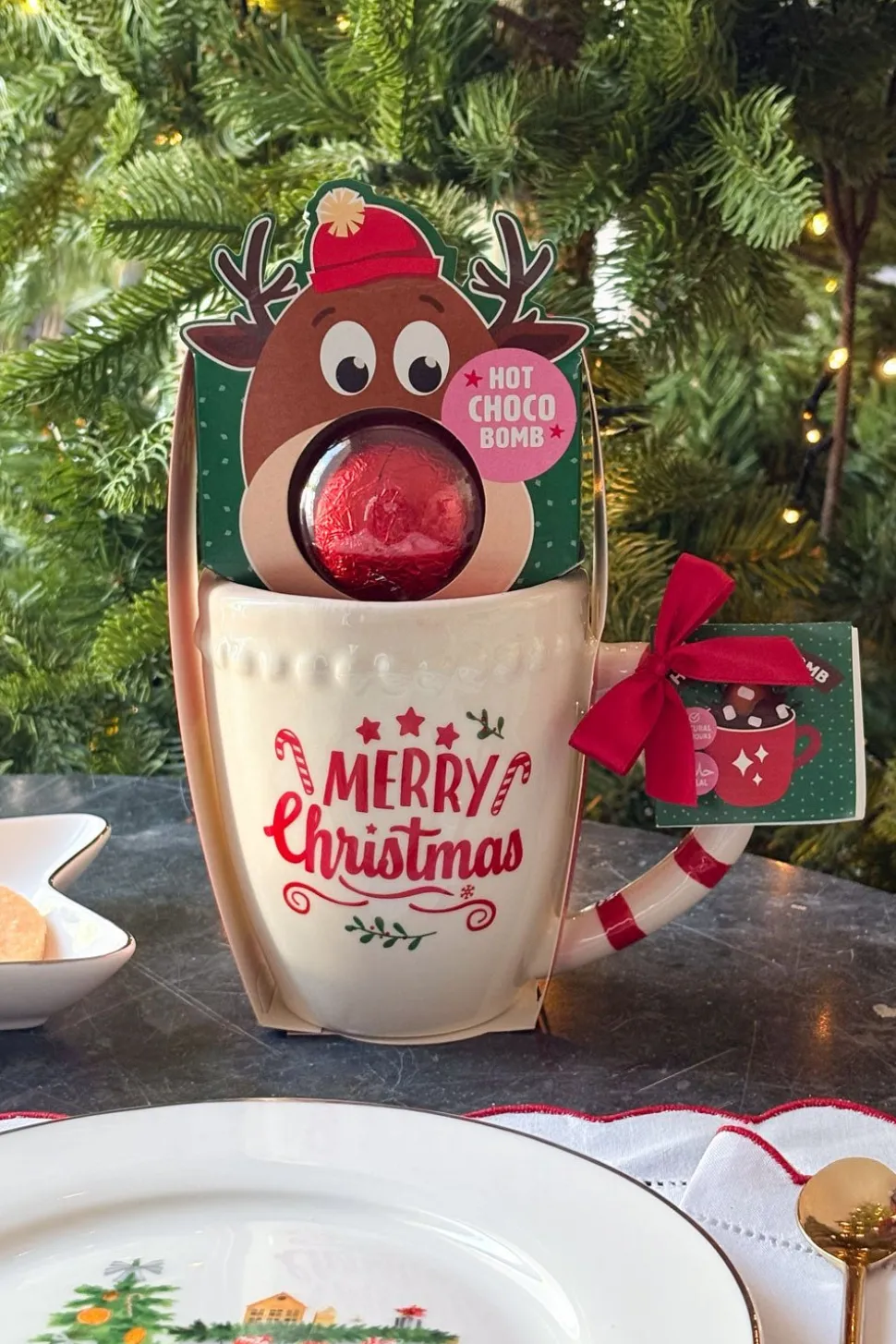 Taza Diseño Navidad Con Bombón De Chocolate