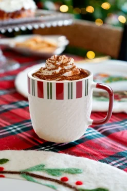 Taza Rayas Rojas Y Verdes "Merry Christmas"
