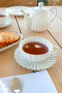 Taza Y Plato Blanca Flor Co