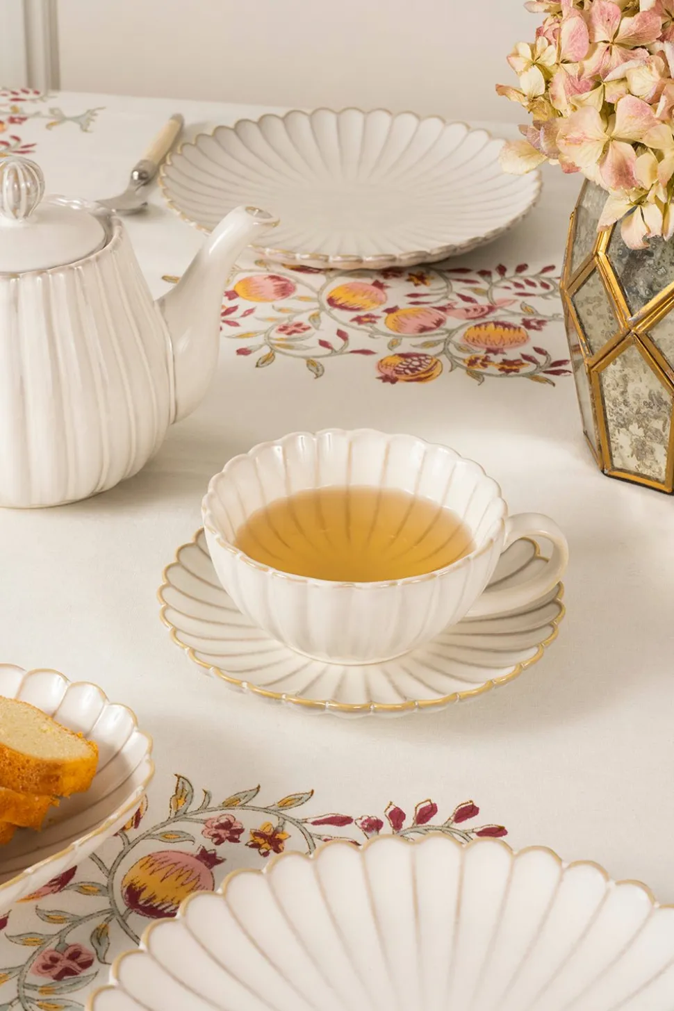Taza Y Plato Blanca Flor Co