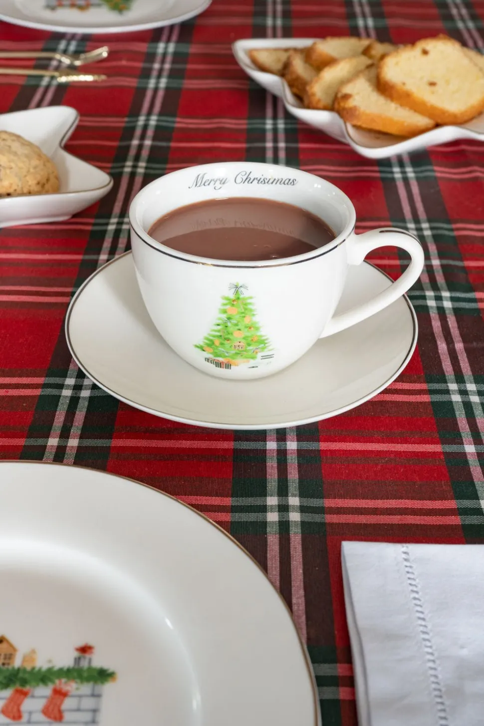 Taza Y Plato Con Diseño De Árbol Navidad CO