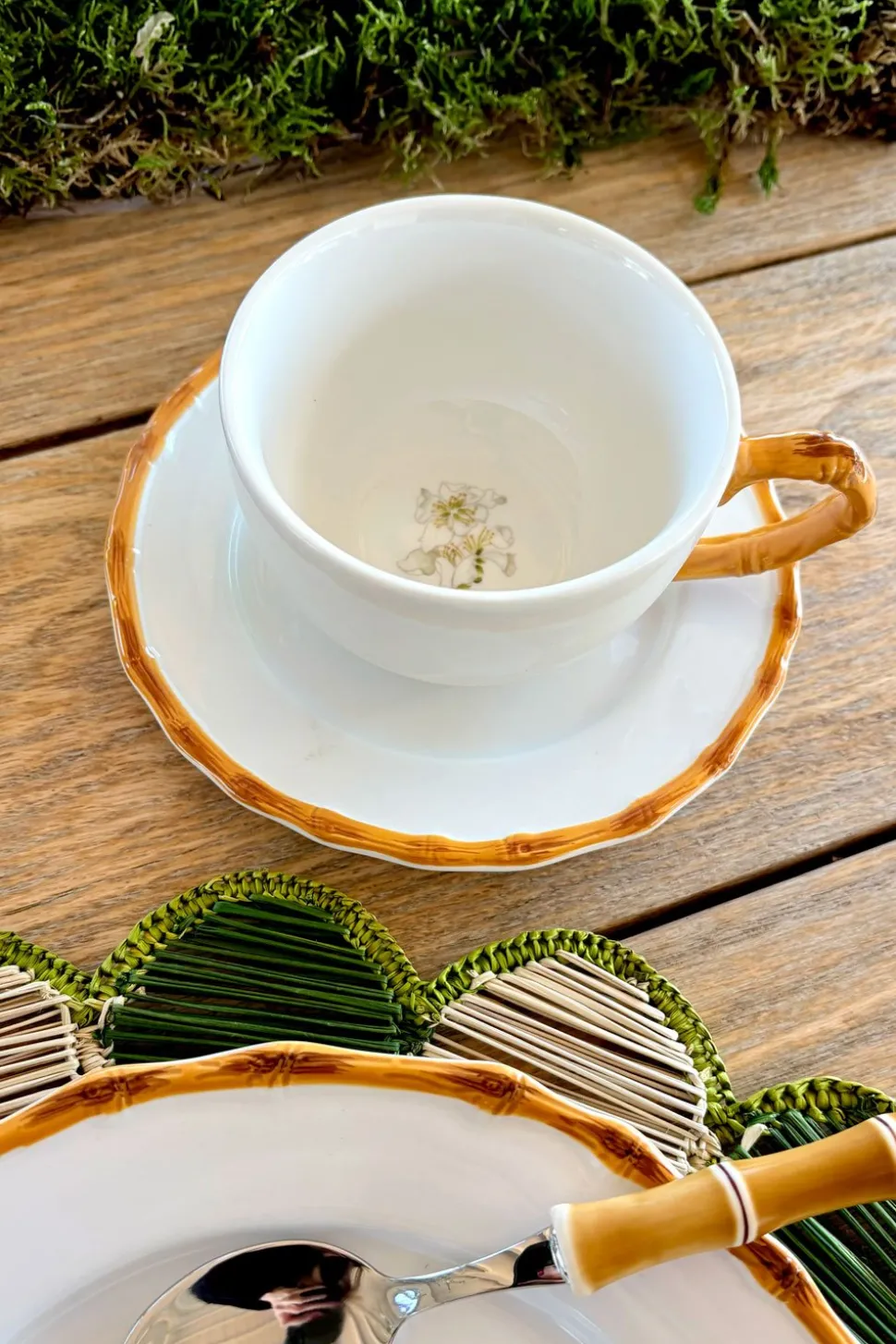 Taza Y Plato Diseño Bambú & Flor Almendro