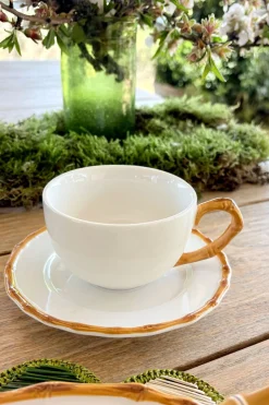 Taza Y Plato Diseño Bambú & Flor Almendro