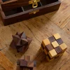 Tres Juegos De Ingenio En Caja De Madera