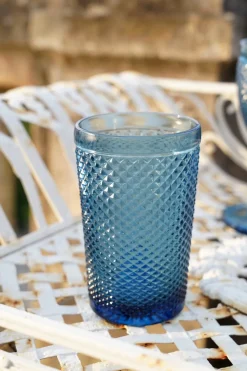 Vaso Cristal Alto Azul Oscuro Picos