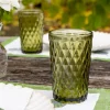Vaso Cristal Alto Verde Rombos