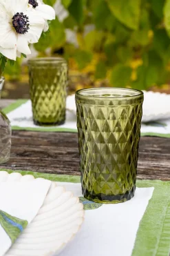 Vaso Cristal Alto Verde Rombos