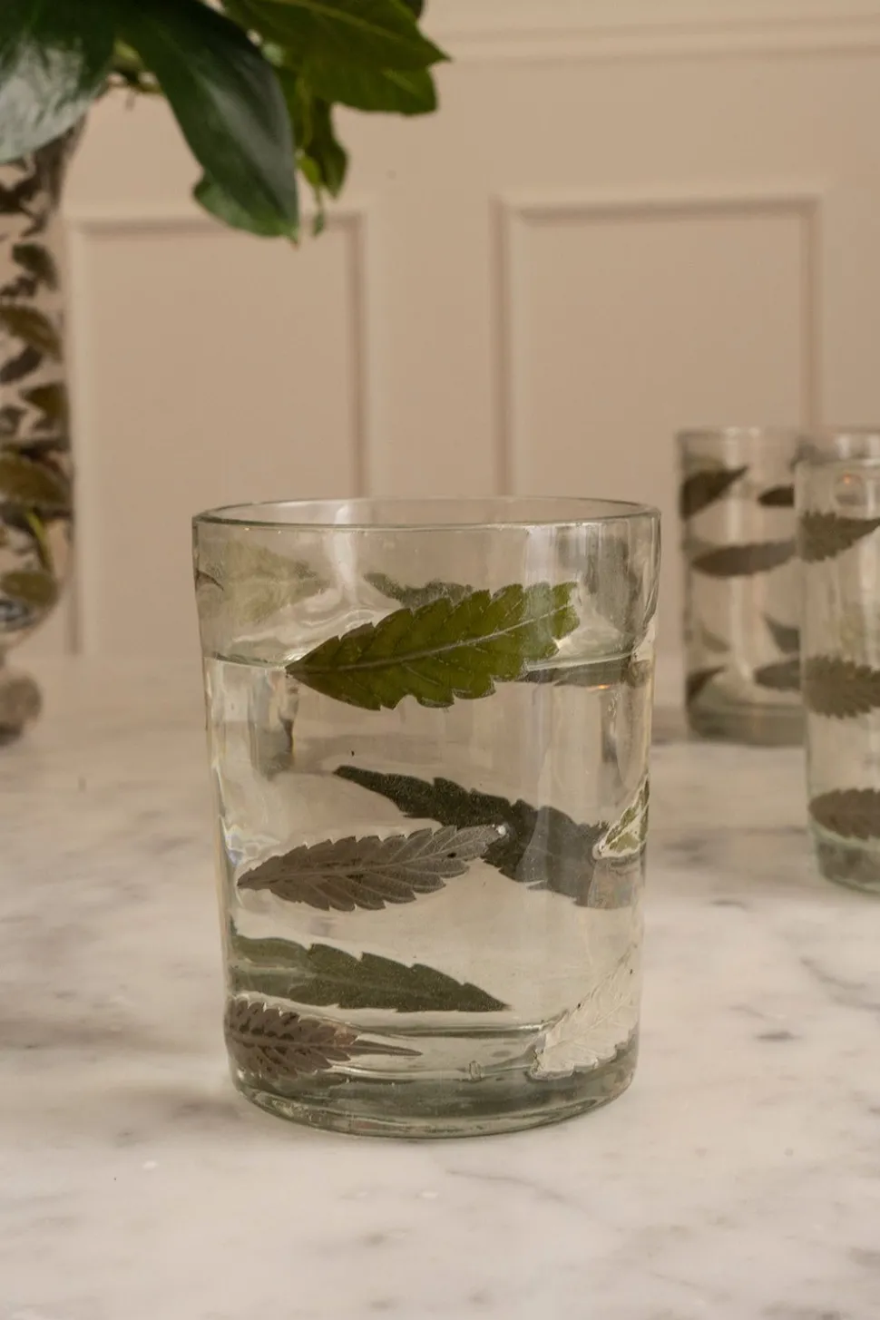 Vaso Cristal Hojas Otoño