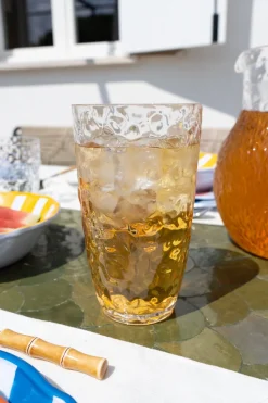 Vaso Grande Transparente Acrílico Con Diseño En Relieve