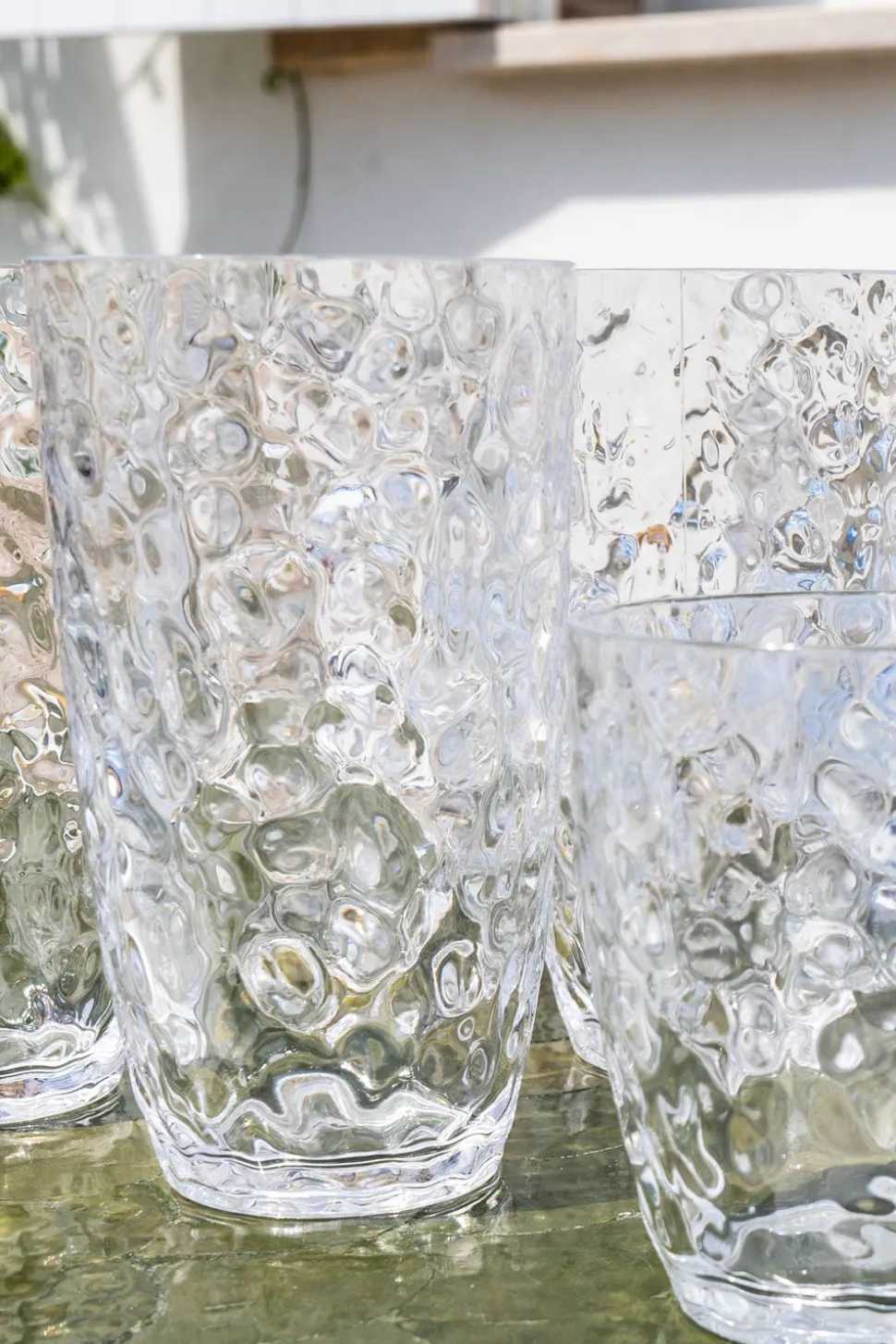 Vaso Grande Transparente Acrílico Con Diseño En Relieve