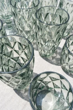 Vaso Grande Verde Acrílico Con Diseño De Rombos