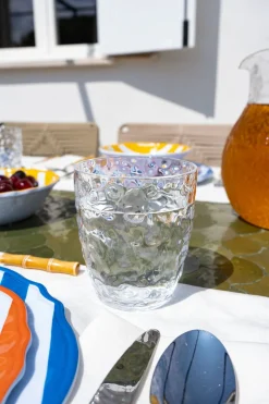 Vaso Transparente Acrílico Con Diseño En Relieve