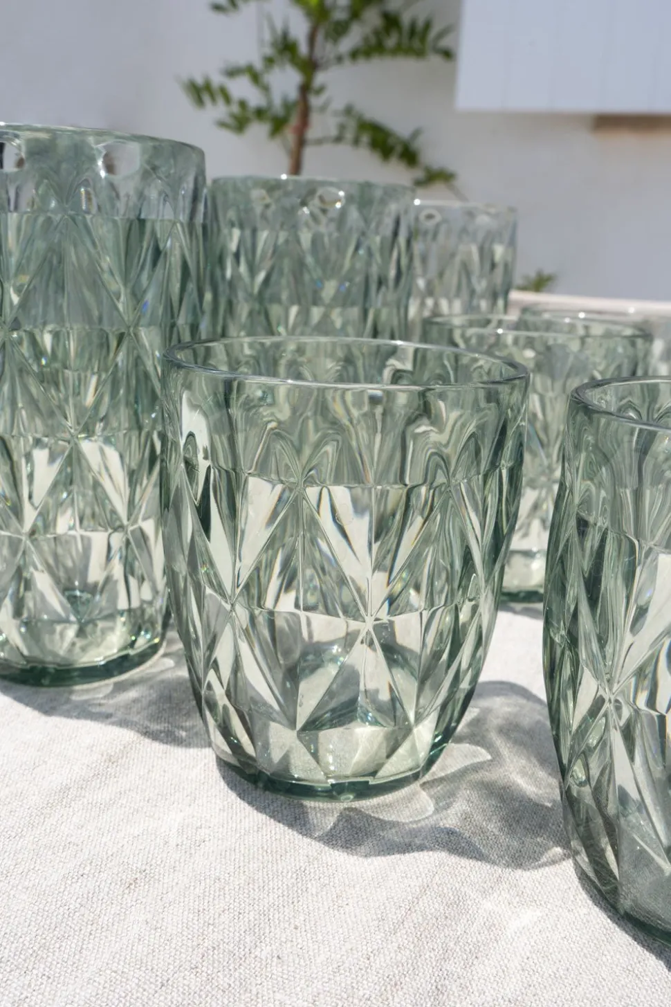 Vaso Verde Acrílico Con Diseño De Rombos