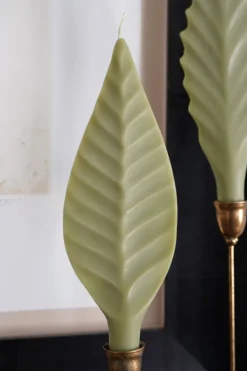 Vela Con Diseño De Hoja Verde