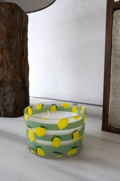 Vela De Tres Mechas Y Aroma Limones