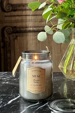 Vela Grande Perfumada Con Frasco Y Tapa De Vidrio