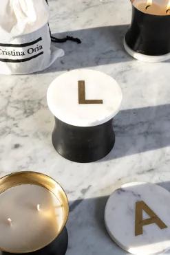 Velas Con Tapa De Mármol Iniciales