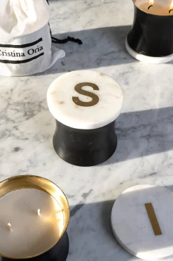 Velas Con Tapa De Mármol Iniciales