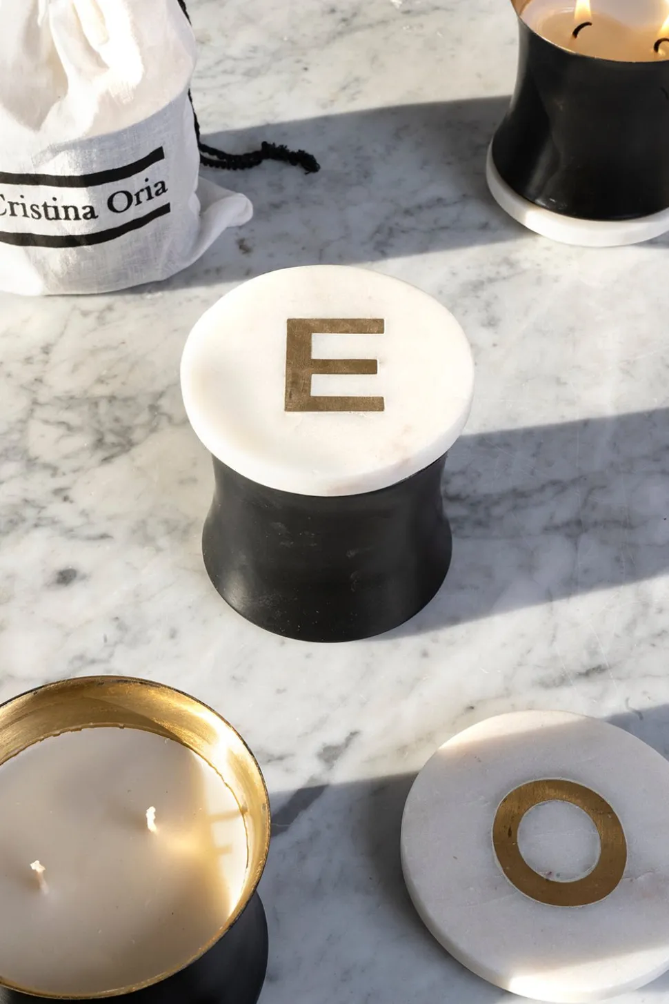 Velas Con Tapa De Mármol Iniciales
